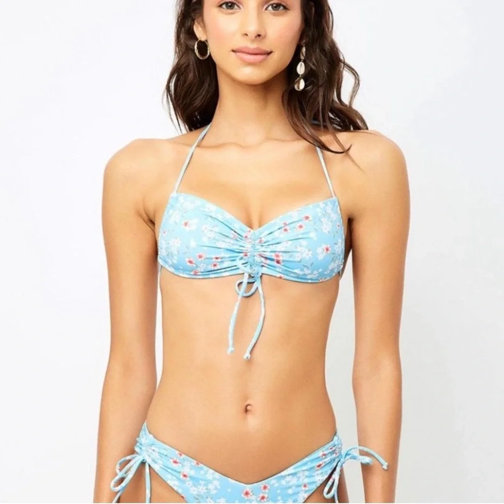 Frankie's Bikinis Light Blue Floral Bikini